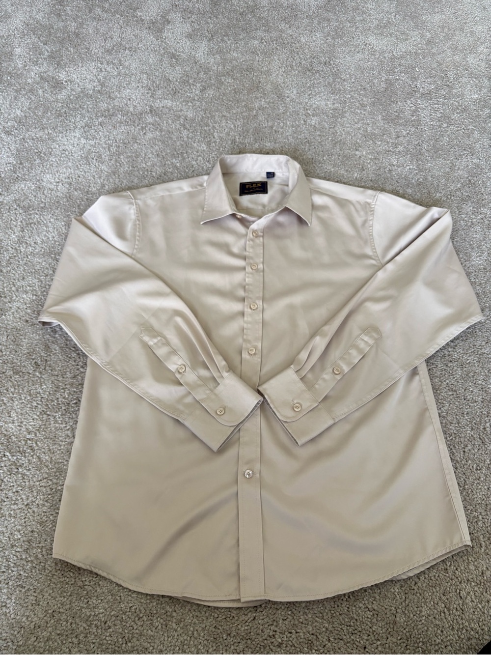 Flex Luxury Men's Classic Long-Sleeve Button-Up Shirt — Beige